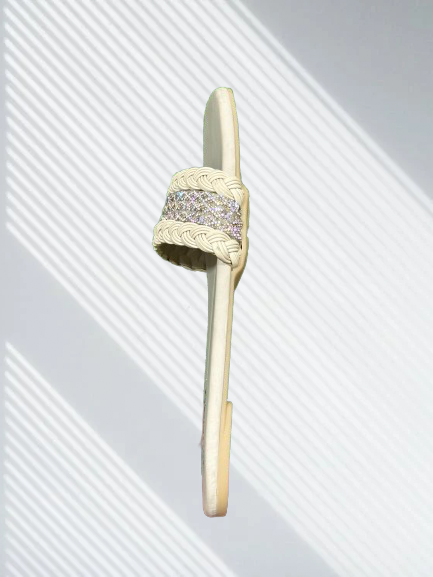 Women's Cream Braided Slip-On Sandal with Sparkling Rhinestone Accent – Square Toe Summer Flat