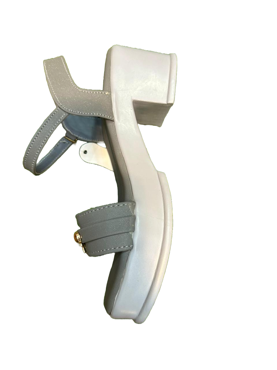 Women's Grey Slingback Sandals with Gold Buckle – Comfortable & Stylish Everyday Footwear