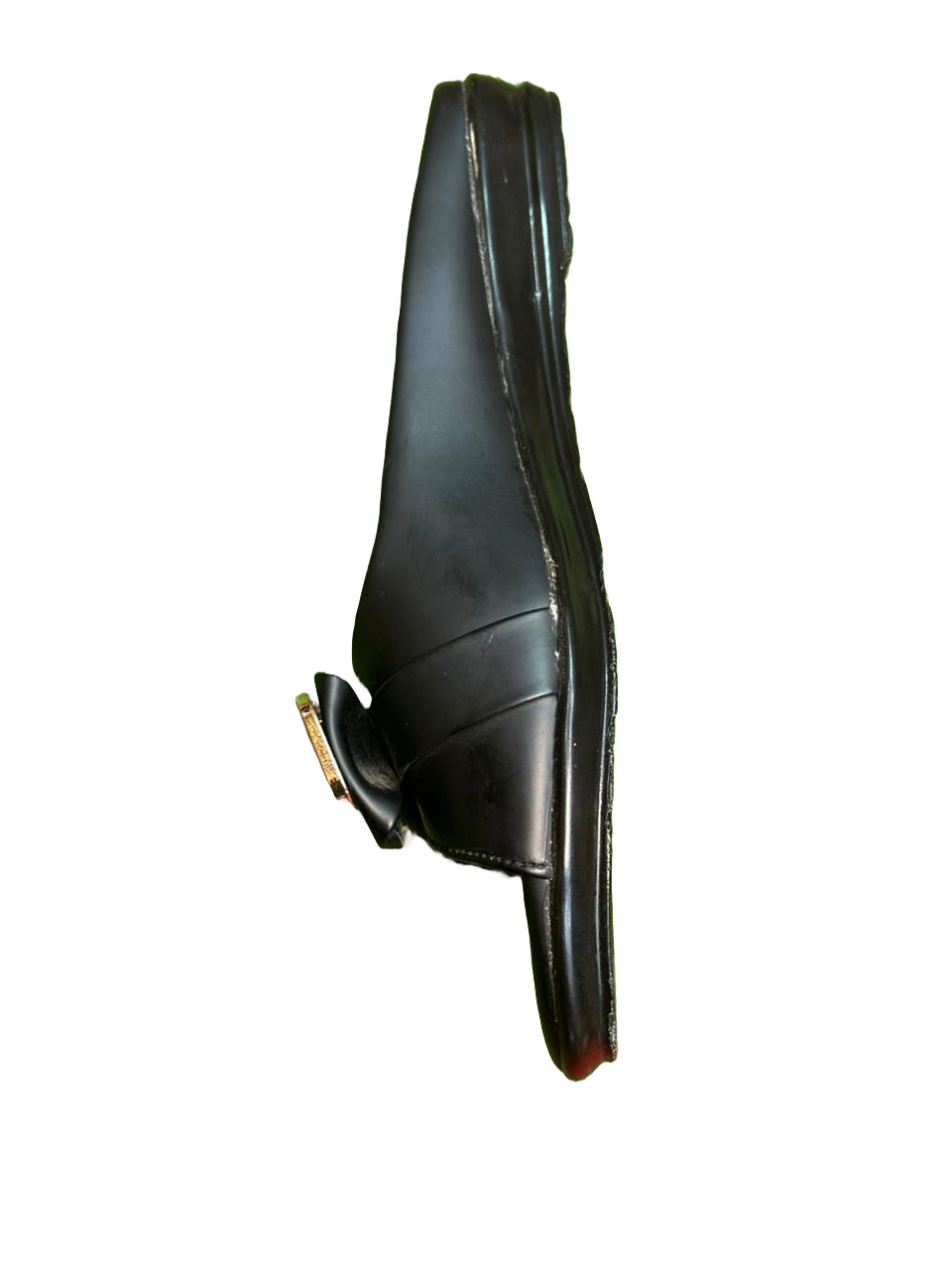 Women’s Black Slide Sandals with Gold Teddy Bear Charm – Cute & Comfortable Slip-On Shoes