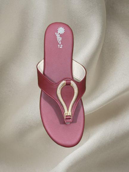 Elegant Leather Women’s Sandals – Chic Slip-On Flats with Gold Accent | Comfortable Designer Summer Footwear