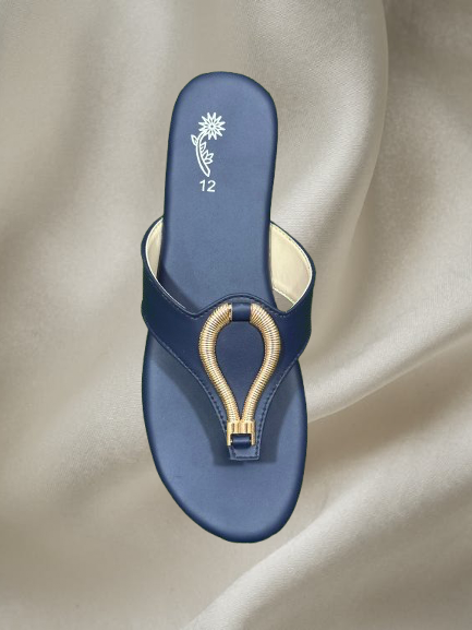 Elegant Leather Women’s Sandals – Chic Slip-On Flats with Gold Accent | Comfortable Designer Summer Footwear