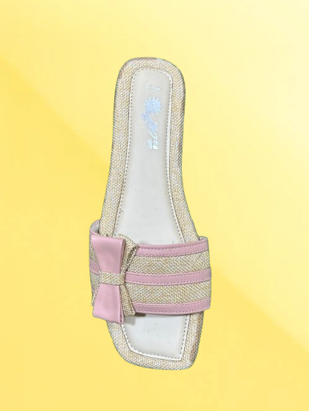 Stylish Women’s Slide Sandals – Square Toe Flats with Bow Detail | Comfortable Summer Slip-On Shoes