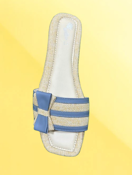 Stylish Women’s Slide Sandals – Square Toe Flats with Bow Detail | Comfortable Summer Slip-On Shoes