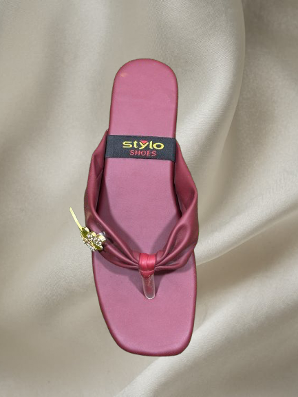 Elegant Women’s Square Toe Sandals – Slip-On Flats with Pearl & Crystal Flower Accent | Stylish Summer Footwear