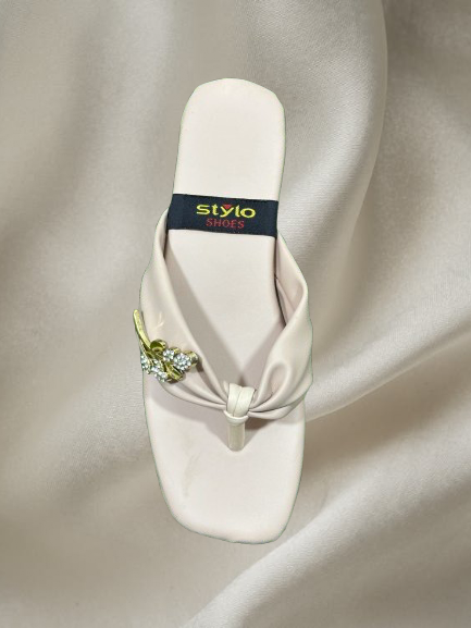 Elegant Women’s Square Toe Sandals – Slip-On Flats with Pearl & Crystal Flower Accent | Stylish Summer Footwear