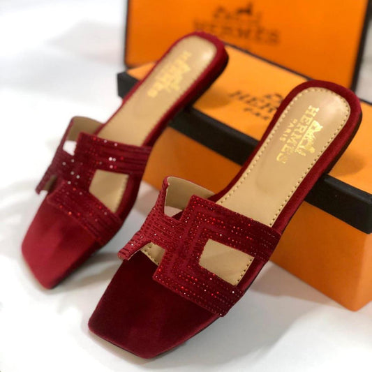 Elegant Women’s Square Toe Sandals – Slip-On Flats with Statement Buckle | Chic Party & Evening Footwear