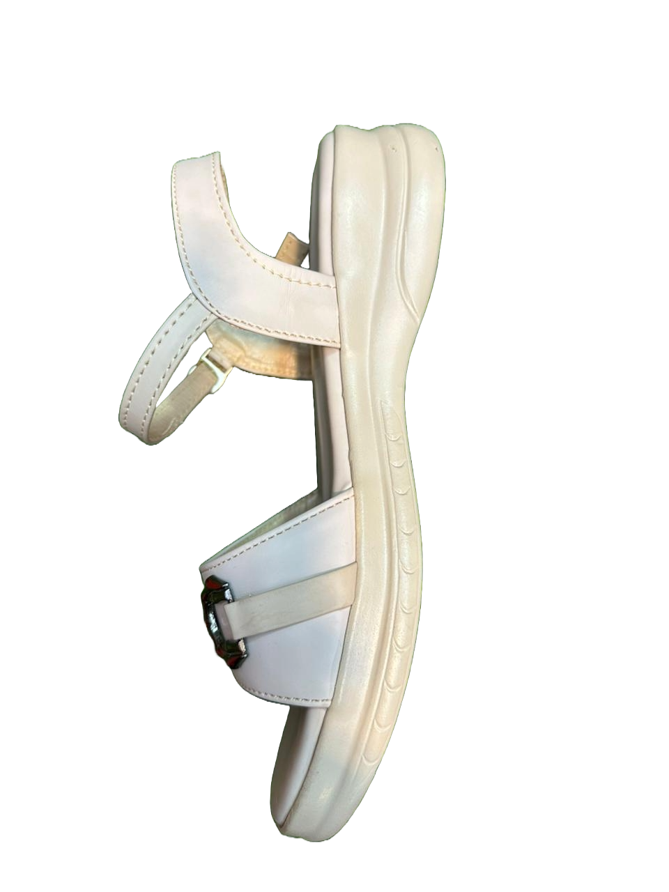 "Elegant White Girls' Sandal with Ankle Strap and Black Chain Bit Detail – Desert Kings Collection"