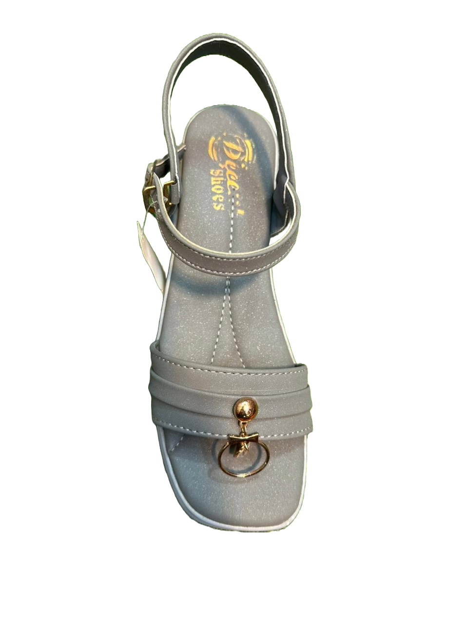 Women's Grey Slingback Sandals with Gold Buckle – Comfortable & Stylish Everyday Footwear