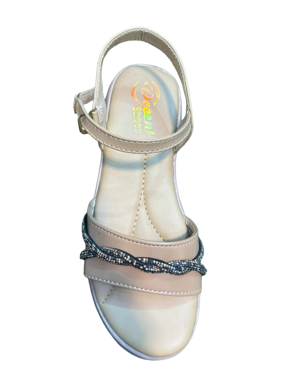 Women’s Nude Ankle Strap Sandals with Rhinestone Detailing – Elegant Comfortable Dress Shoes